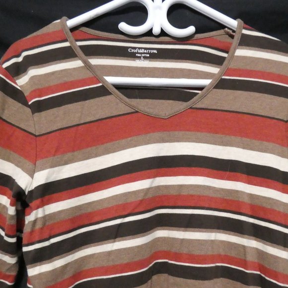 CROFT & BARROW | large | 100% Prima Cotton | Striped Long-Sleeve Top | NWOT - Picture 4 of 14